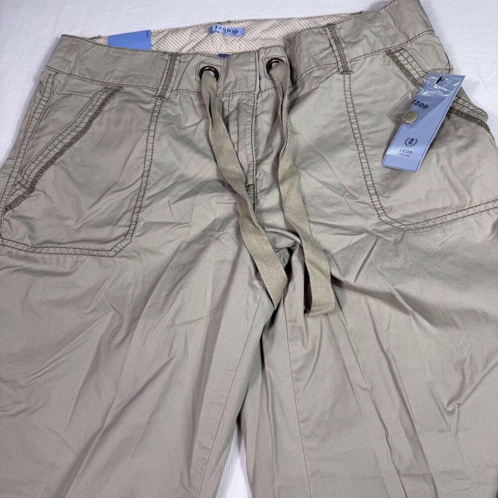Izod Womens Convertible Pant Khaki Beige Tan Size 12 Petite 100% Cotton NWT Hike